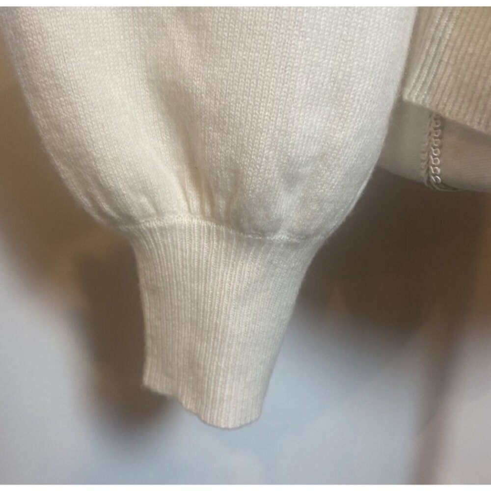 NWT Charter Club 100% Cashmere Cardigan Sweater Puff Sleeves Cream XL New - Picture 2 of 5